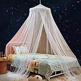 Beyeutao Betthimmel mit Fluoreszierenden Leuchten Leuchtende Sterne Betthimmel Mädchen Weiß Baldachin Kinderzimmer Himmelbett Vorhänge Moskiton Babybett Himmel. (Weiß)