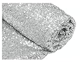 ShinyBeauty Pailletten-Stoff Meterware Schwarz 92 cm Sparkly Stoff glitzernder Stoff, Pailletten-Stoff (92 cm, Silber)