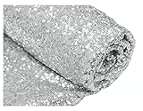 ShinyBeauty Pailletten-Stoff Meterware Schwarz 92 cm Sparkly Stoff glitzernder Stoff, Pailletten-Stoff (92 cm, Silber)