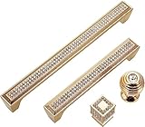 VEERJI Schicke Schubladenknöpfe, Türknöpfe, Türgriff for Möbel aus Zine-Legierung, Kleiderschrankgriff in Strassgold, 8-Zoll-Schrankgriff, mit Schrauben, 21 mm (Farbe: einfarbig).
