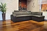 Quattro Meble Echtleder Ecksofa Antalya II 3z 245 x 164cm Leder Sofa Couch mit Schlaffunktion, Bettkasten und Kopfstützen Eck Couch Grau Echt Leder Toledo (245 x 164 cm Ecke Rechts)