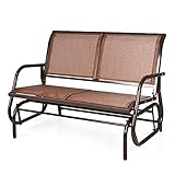 RELAX4LIFE Schaukelbank, Schaukelstuhl mit Rücken- & Armlehnen, Gartenbank mit atmungsaktiver Sitzfläche, Sitzbank für Garten Terrasse Balkon, Balkonbank für 2 Personen, bis 180 kg belastbar (Braun)