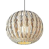 MYJIO Rattan-Kugel-Laternen-Pendelleuchte, Hohler Lampenschirm Handgefertigte Deckenpendelleuchte Aus Korbgeflecht E27-Beleuchtungskörper Für Das Esszimmer – Leuchten Aus Korbgeflecht