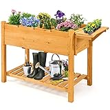 RELAX4LIFE Hochbeet mit 8 abnehmbaren Fächern, Pflanzkasten mit klappbare Tischplatt, Gartenbett aus Holz, Blumenkasten Kräuterbeet Anzuchtbeet Pflanztrog Garten Terrasse Balkon, 123,5 x 54 x 80 cm