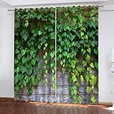 Vorhang Blickdicht Mit Ösen Kreative Pflanzengrüne Rebe Muster Kinderzimmer Jungen Mädchen Wohnzimmer Schlafzimmer Thermovorhang Hitzeschutz 234X230Cm Vorhänge Verdunkelung Fenstergardinen 2Er Set