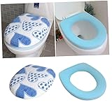 DOITOOL 2 Stück Toilettenschüssel-Sitz Blau Toilettensitzbezug-Set Toilettensitzkissen Toilettensitzbezug Kissen O-Ring Dreiteiliger Anzug Toilettenmatte Klimaanlagenbezug