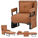 3-in-1-Schlafsofa Schlafsessel für eine Person, Indoor-Liegen, umwandelbare Chaiselongue, klappbarer Sofasessel mit Kissen, gepolsterter Lazy Bed Leisure Recliner,Brown