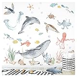 Grandora XXL Wandsticker Unter dem Meer Wandtattoo Fische Unterwasserwelt Kinderzimmer Babyzimmer Wohnzimmer Wandaufkleber Deko DL869-4