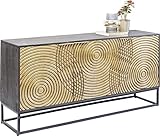 Kare Design Sideboard Circulo, Massivholz Sideboard, verziertes Sideboard groß, kunstvolles Sideboard, (H/B/T) 80x160x40cm, Gold