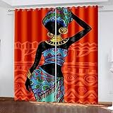 ARMOQ Blickdichter Vorhang, rotes Mädchen Afrika 69x100CM x 2 Verdunkelungsvorhang für Kinderzimmer, 3D-Drucke mit Ösen, für Wohnzimmer, Büro, Energiesparvorhänge