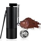 Luvan Handmühle Kaffee mit Edelstahl klappbarem Griff und CNC420 Mahlwerk Coer, Tragbare Manuelle Kaffeemühle für Espresso zu Französisch Presse-Schwarz