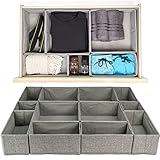 Hausfelder Schubladen Ordnungssystem für MALM Kommode, 12teiliges Set, Stoff Schubladen Organizer (Grau)