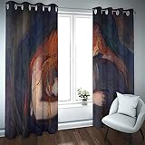 PARREN Moderne superweiche Verdunkelungsvorhänge für Wohnzimmer Schlafzimmer Fensterbehandlung Rothaariges Mädchen Edvard Munch Vorhänge Set mit 2 Paneelen 175x180cm