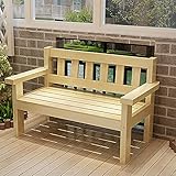 Gartenbank, Gartenbank aus Holz mit Rückenlehne und Armlehne, 2-Personen-Terrassenbank, Wetterfest, Rustikales Landhausdesign, Sowohl für Den Außen- Als Auch für Den Innenbereich Geeignet ( Color : Lo