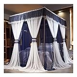 Sommer Betthimmel Moskitonetz, Prinzessin Bett Vorhang Baldachin Moskitonetz for Mädchen Jungen Erwachsene mit Ständer (Color : Blue, Size : 180X200cm/71X79inch)