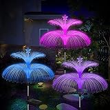 WOTEG Solar-Blumenlichter für den Außenbereich, wasserdicht | 3er-Pack Garten-Solarleuchten mit doppelschichtiger Quallenform - Dekorative 7 farbwechselnde Landschaftsdekoration Solar-Außenleuchten