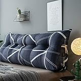 Großes dreieckiges Keilkissen, Lesekissen, Bett, Rückenlehne, Heimbüro, Sofa, Stuhl, Rückenlehne, Lesekissen mit abnehmbarem Bezug, H 90 x 20 x 50 cm