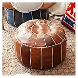 Walnut Leder Puff Cover Sofa Fußhocker Ungesaugt Wohnzimmer Schlafzimmer Kissenbezüge