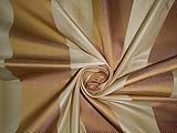 100 % Seiden-Taft, Satin, gestreift, cremefarben und Karamell, TAFS72[2]