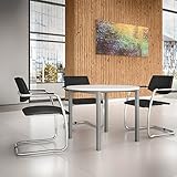 NOVA runder Besprechungstisch Ø 100 cm Weiß Silbernes Gestell Tisch Esstisch Küchentisch