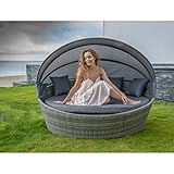 Home Islands Taipeh Sonneninsel Loungeinsel Polyrattan Daybed Loungebett Gartenmuschel rund mit Sonnendach