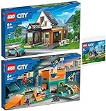 Lego City 3er Set: 60398 Familienhaus mit Elektroauto, 60364 Skaterpark & 30638 Fahrradtraining der Polizei