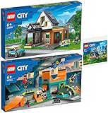 Lego City 3er Set: 60398 Familienhaus mit Elektroauto, 60364 Skaterpark & 30638 Fahrradtraining der Polizei