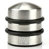 H&S Edelstahl Türstopper - Beweglicher Door Stopper 1kg Schwer für den Boden - Design Tür Stopper oder Halter - Rund, Klein & Modern mit Gummischutz in Grau