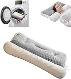 Nackenkissen Kopfkissen Super Ergonomisches Kissen Orthopädisches Kopfkissen Nackenstützkissen Schlafkissen für Seitenschläfer Rückenschläfer Weiches Atmungsaktives Nackenstützkissen,Weiß,48x74cm