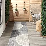 Rugshop Verona Teppich, modern, florales Kreis, fusselfrei, einfache Reinigung, Terrasse, Hinterhof, Innen- und Außenbereich, 60 x 20 cm, Grau