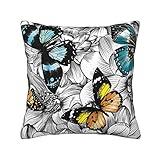 Kissenbezüge mit lila Schmetterlingen, dekorative Kissenbezüge für Wohnzimmer, Schlafzimmer, Sofa, Couch, Bett, Auto, 30/40/45/50 cm, ohne Kissen, 45,7 x 45,7 cm