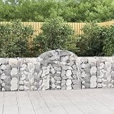 JUNZAI Gabionen mit Hochbogen 4 STK Gabionenkörbe, Gabionen Hochbeet, Steinkorb, Gabionengitter, Drahtkorb Für Pflanzen, Kräuterspirale Für Garten, 200x30x80/100 cm Verzinktes Eisen