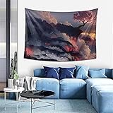 IUBBKI 102 cm x 152 cm großer Wandteppich Eruption Lava Vulkan Orientalischer Kirschbaum Wanddekor Tapisserie Wandbehang Langlebige Wand-Tagesdecke