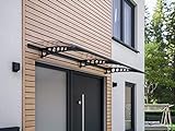 Schulte Vordach Haustür Überdachung 200x90 cm Stahl anthrazit rostfrei Polycarbonat durchgehend transparent Pultvordach Style Plus