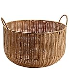 XENITE Korb for schmutzige Kleidung, Rattan-Imitation, Korb for schmutzige Kleidung, Hotel-Badezimmer-Wäschekorb, Aufbewahrungskorb for schmutzige Kleidung Körbe (Color : Brown)