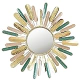 Sonnenspiegel Gold 80cm, Vintage Rahmenspiegel Antik Runder Spiegel und Wanddeko für Diele, Badezimmer, Wohnzimmer und Mehr, Aus Metall