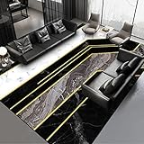 KeletiRug Teppich im Wohnzimmer Esszimmer Teppich, Flur Teppich Teppich im Schlafzimmer Kurzflor Carpet Schwarz-weißes Grau-Gold-Imitat aus Marmor 120x180 cm
