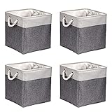 Aufbewahrungsbox Faltbox (4 Pack) 30x30x30 cm Stoff Korb Großer Aufbewahrungskorb Korb Aufbewahrung für Schrank Boxen Regal Körbe für Kallax für Kleidung Spielzeug Werkzeug Kleiderschrank (Grau/weiß)