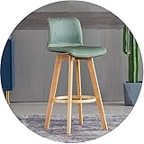Rubberwood Barstuhl – Hoher Hocker für Küchentheke & Esszimmer mit gepolsterter Rückenlehne, Sitz & Fußstütze – Insel-Barhocker