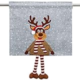 Delindo Lifestyle® Scheibengardine Bistrogardine ELCH mit aufgestickten Applikationen, 35x40 cm, Moderne Gardine zu Weihnachten