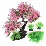 iplusmile 1 Set Aquarium-Dekoration Künstliche Pflanze Terrarium-Dekor Kunststoffpflanzen Unterwasser-Bonsai Künstliche Pflanzen Dekor Aquarium-Pflanze Kunstharz Rosa Künstliche