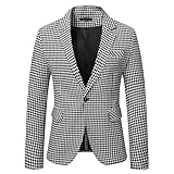 Herren Kariert Anzugjacke klassisch Streifen Business Anzug Modern Elegante Knöpfen Blazer Anzug Britischer Stil Sakko Jacket Slim Fit Frack Herrenanzug(Black,3XL)