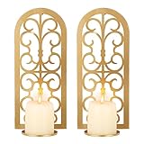 Sziqiqi Gold Kerzenhalter für Wand - Wandkerzenhalter Metall Wanddeko Wandhalter Kerzen Wandhalterung Vintage Wand Kerzenleuchter Kerzenwandhalter für Wohnzimmer Schlafzimmer Kamin Badezimmer