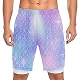 Vnurnrn Regenbogen Abstrakte Kunst Lampe Badeshorts Badehose Sporthose Boardshorts mit Mesh-Futter für Jungs Männer