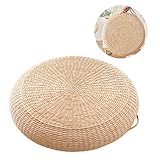 HULKI Tatami-Bodenkissen Sitzkissen, Rundes Tatami-Kissen Aus Rattan, Atmungsaktiv Bequem Stroh-Bodenkissen, Handgefertigtes Meditationskissen for Yoga-Raum (Color : Natural, Size : 19.6'x 3.9')