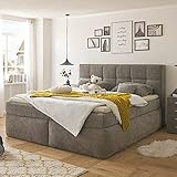 Lomadox Boxspringbett Hotelbett Doppelbett in grau (Stone), 200 x 220 cm, H3-H4, Kaltschaumtopper, Tonnentaschenfederkernmatratze