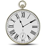 Design Wanduhr - Style Taschenuhr Vintage - Große römische Zahlen - Leicht lesbar - Funkgesteuert - Ø 30 cm - Für Küche, Wohnzimmer, Schlafzimmer - Vergoldet