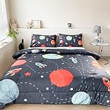Space and Celestial Body Bettwäsche-Set für Doppelbetten – Ganzjahres-Bettdecken-Set 3-teilig mit 2 Kissenbezügen für Erwachsene, Jugendliche, Jungen, Mädchen
