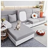 ZGDDPZA Sofa Sitzkissenbezug Stretch Kissenbezug rutschfest Sofakissen 1 2 3 4-Seater L Shape Sofaschutz Schonbezug Möbelschutz Kratzschutz (Hellgrau,Großer 2-Sitzer)