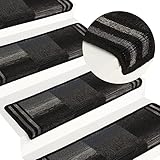 UTUMAX Home & Garden Stufenmatten selbstklebend 5 Stück 65x25 cm Größe schwarz und grau